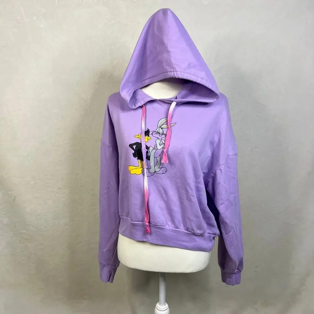Looney Tunes Youth Size XXL Hoodie Bugs Bunny & Daffy Duck Purple - Picture 1 of 6